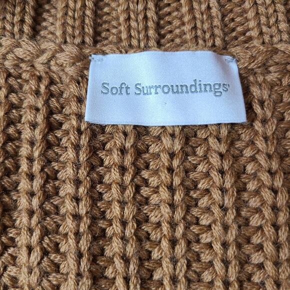 Soft Surroundings Sweater Women PS Brown Chunky Knit Wool Blend Double Buttons - Picture 3 of 12
